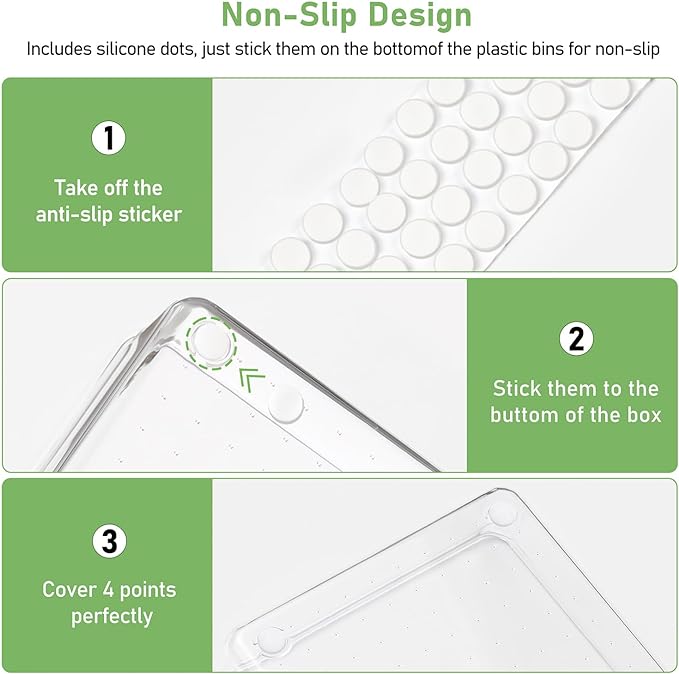 6 Pack Drawer Organizers, Plastic Clear Acrylic Non Slip Non Cracking kitchen drawer organizer Stackable Bathroom Drawer Organizer Trays, Storage Bins for Makeup, Bathroom, Kitchen Office