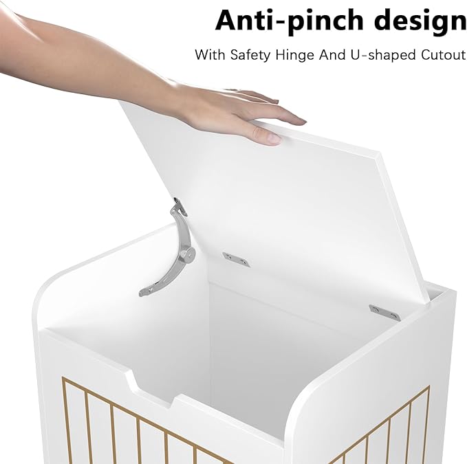 White Wooden Storage Chest Box, Small Cube Storage Organizer with Door, Modern Entryway Storage Bin for Home Books, Clothes, Plants, Square Side Table for Living Room or Bedroom