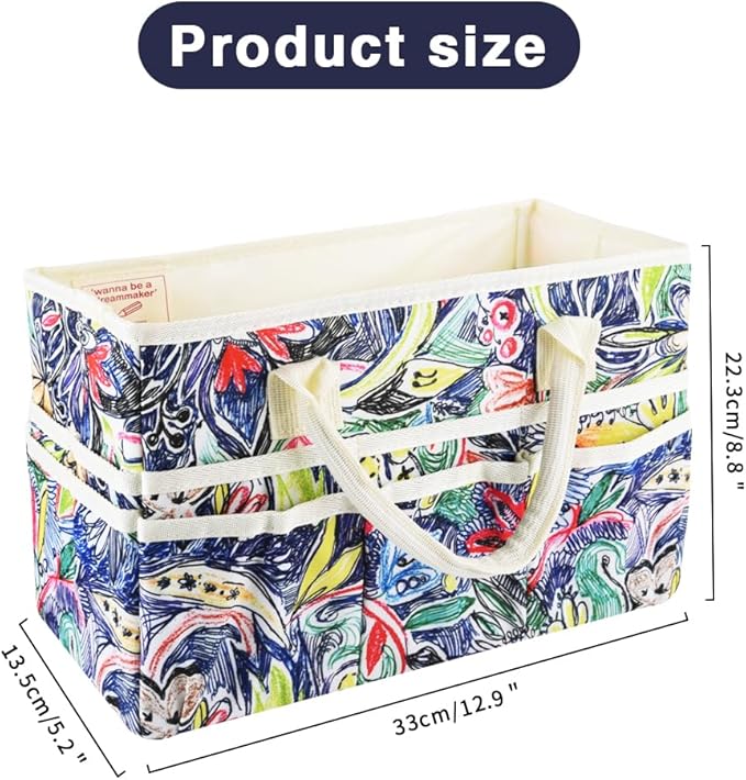 E-WEICHEN Craft Organizer Tote Bag Art Storage Caddy with Multiple Pockets Containers for Art,Craft,and Office Supplies Storage.Line Drawing