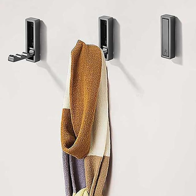 4PCS Folding Coat Hooks, Heavy Duty Wall Hooks Made of Zinc Alloy with Fixing Accessories, Foldable Wall Hooks for Hanging Clothes, Keys, Towels (Gray)