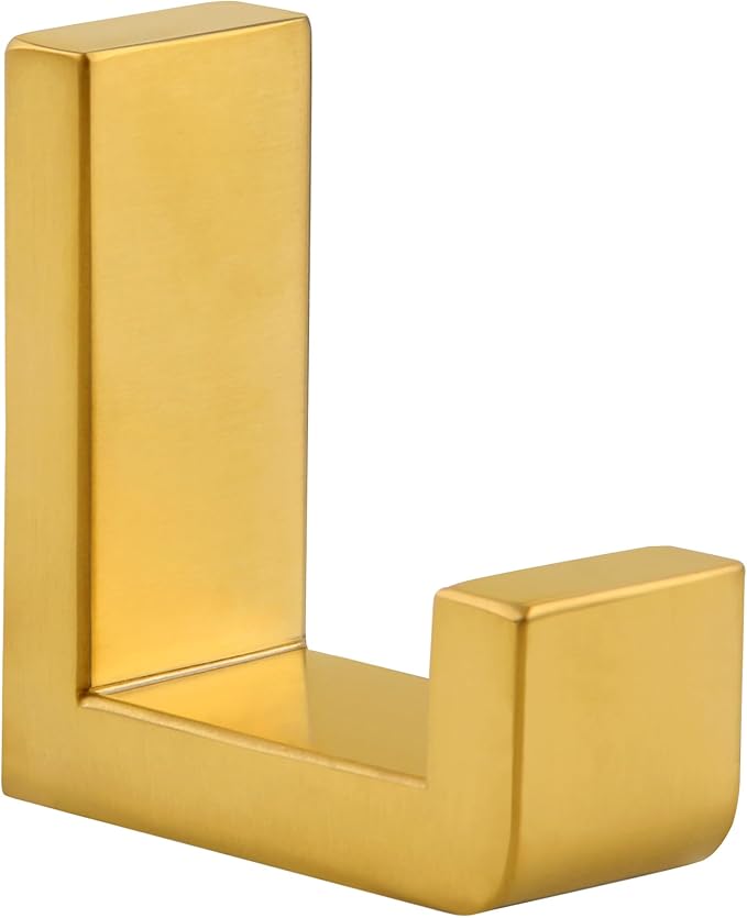 APLusee Robe Towel Hook, 304 Stainless Steel Modern L Shape Practical Coat Hook, Utility Shower Towel Hanger for Bathroom Kitchen Home Storage (Brushed Gold)