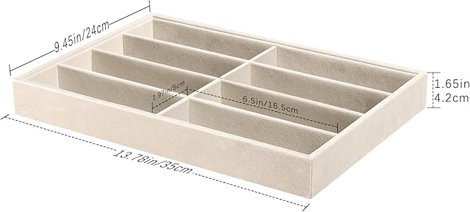 Emibele Sunglass Organizer Jewelry Tray, 8 Grids Velvet Glasses Watch Storage Stackable Tray, Eyeglasses Jewelry Showcase Display Organizerï¼Beige