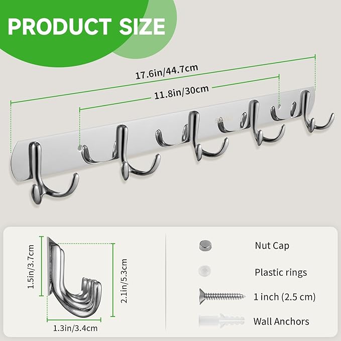 SOLVEX Coat Rack Wall Mount,2 Pack Coat Hooks Wall Mount, Hat Rack Key Holder Bag Hanger for Wall,Wall Hooks for Hanging,Purse Hanger Towel Hooks for Bathroom SP-60303