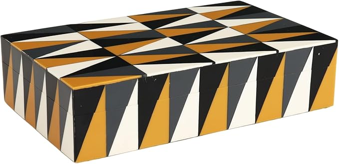 Handicrafts Home Small Decorative Storage Box with Lid – Black and White Keepsake Box, Decorative Trinket Box for Jewelry, Desk Organizer, Coffee Table & Shelf Decor – Puzzle Guild 8 x 5 x 2