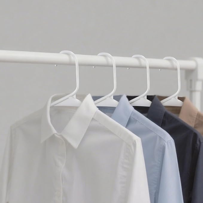 30 Pack White Plastic Clothes Hangers with Shoulder Grooves, Durable Space Saving Adult Clothing Hanger for Coat Shirt Skirt Dress, Light Weight Closet Organizer for Home College Dorm Laundry