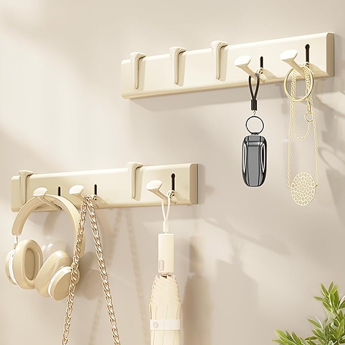 Foldable Coat Rack Wall Mount Hooks Milky White Coat Rack with 5 Hooks Wall Hooks for Hanging Hat Key Bag Towel Coat Holder Towel Hooks for Bathroom Entryway Bedroom Kitchen Utility Room