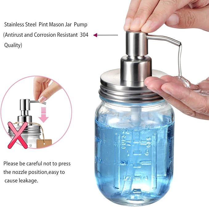 Mason Jar Bathroom Accessories Lids Set(4pcs) -Jars Not Included -Soap Dispenser,Toothbrush Holder,and Apothecary Jars Lids for Regular Mouth Mason Jars -Rustic Farmhouse Decor, Brushed Nickel