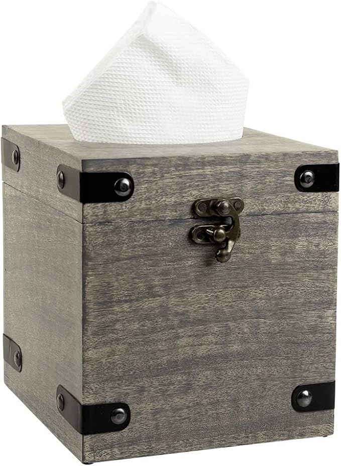 GoCraft Wooden Tissue Box Holder â Square Tissue Box Cover, Stylish Wooden Design for Bathroom Vanity, Bedroom, Nightstands, Desks, Tables â 5.75" x 5.75" x 6.5", Durable and Elegant