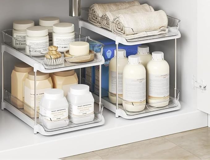 2-Tier Closet organizers and storage,Bathroom organizers and storage,drawer organizer,2-Tier Multi-Purpose Bathroom,Stackable Kitchen Organizer,Under Sink Organizer Storage,Pantry organizer