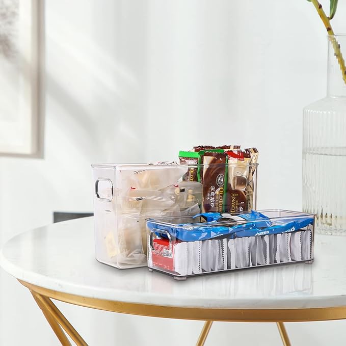 Phone Case Box Organizer, Clear Storage Bins w Handles for Kitchen Organization, Multifunctional Phone Case Storage Holder for Classroom, Desk, Cupboard, Cabinet