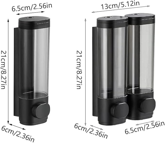1-Chamber Soap Dispensers Wall Mount,400ml Bathroom Shower Pump Dispenser,Press Manually Lotion Shower Soap Dispenser Usefor Home,Bath,Kitchen,Hotels,Restaurants(Black)