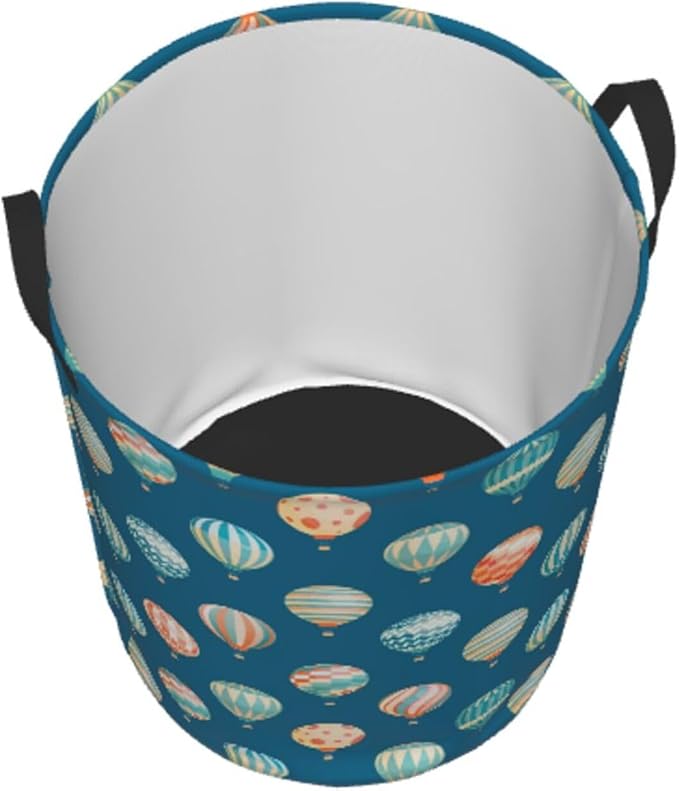 Cute Hot Air Balloons Round Laundry Hamper Storage Basket Toys Clothes Organizer Bin For Home Bathroom Bedroom Dorm Nursery, 38l