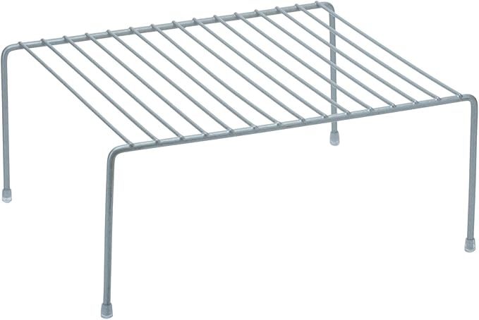 Kitchen Details Free Standing Helper Cabinet and Counter Top Shelf Organizer | Good for Dishes | Mugs | Glasses | Bowls | Medium | Grey