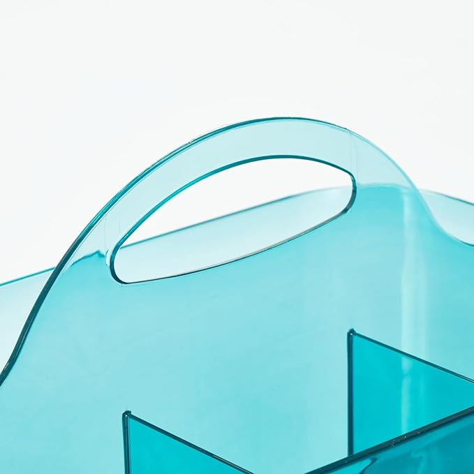 mDesign Small Plastic Portable Shower Basket Caddy Organizer Tote with Handle for Dorm, Bathroom, Shelf, Cabinet; Holds Soap, Shampoo, Conditioner, Combs, Brushes, Lumiere Collection, Dark Aqua Tint