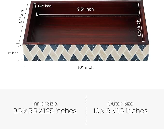 HANDICRAFTS HOME Handmade Tavla Pattern 10x6 Towel Tray - Small Bathroom Tray, Guest Towel Holder, Decorative Napkin Holder, Bathroom Countertop Storage, Kitchen Hand Towel Holder Parlour-tavla