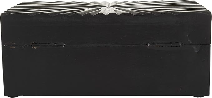 CosmoLiving by Cosmopolitan Wood Geometric Decorative Box Decorative Keepsake Boxes with Hinged Lid, Set of 2 Storage Boxes 10", 8"W, Black