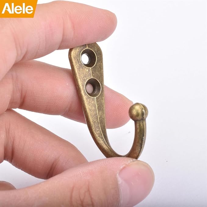 12 Pack Bronze Coat Hooks Wall Mounted, Rustproof Zinc Alloy Metal Hooks for Hanging Coats, Heavy Duty Utility Key Holder Hooks with Screws for Bathroom, Entryway, Kitchen, Hat, Towel, Cup, Robe