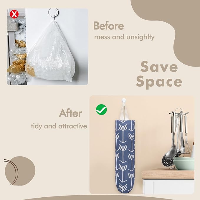 TOGETRUE Plastic Bag Holder, Washable Grocery Wall Mount Organizer, Large Trash Storage Dispenser, Shopping Garbage Bags Carrier for Home, Kitchen, Travelling (Blue) (TTPHB001)