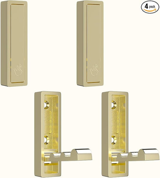 Wall Hooks for Hanging Coat, Heavy Duty Metal Hooks with Folding Storage Foldable Wall Hooks for Entryway Bathroom Kitchen Bags Towels Closet, 4Pcs Gold