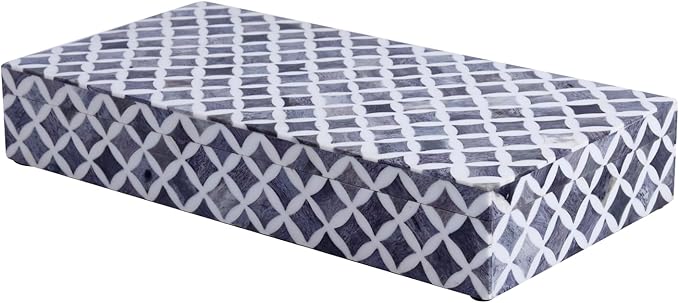 Handicrafts Home Large Decorative Storage Box with Lid â 12x6x5â Coffee Table Organizer, Keepsake- Decorative Boxes for Home Decor, Stylish Decorative Box for Office Decor- Slate White Star