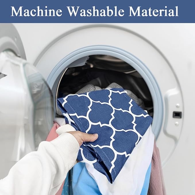 Plastic Bag Holder, Washable Grocery Bag Holder for Plastic Bags, Strong Plastic Bag Storage Dispenser with Hanging Loop, Wall Mount Trash Bag Dispenser for Home Kitchen Cabinet (Navy Blue)