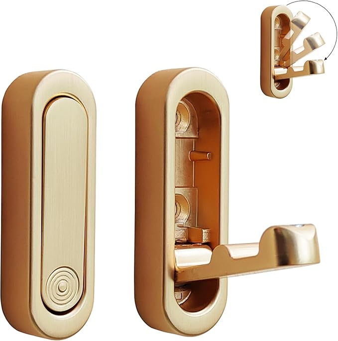2PcsFolding Coat Hooks, Heavy Duty Foldable Hooks Made of Zinc Alloy, Foldable Gold Wall Hooks for Bathroom, Closet, Entryway, Pool and Kitchen are Coat, Backpack, Key Storage Solutions(Gold)