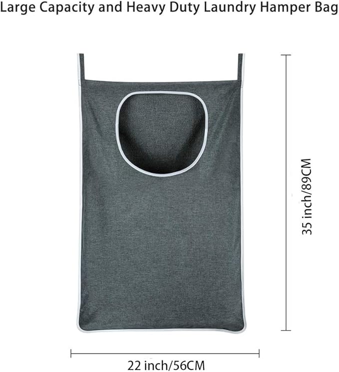 XL Hanging Laundry Hamper, Over the Door Laundry Hamper and Baskets, Wide Opening Hanging Laundry Bag, Hanging Hamper for Bathroom,Dorm,Laundry Room,Camper,Chrismast Gift(Grey-2Pack)