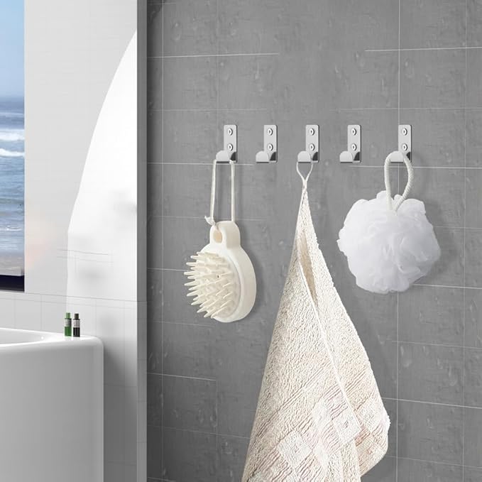 10 PCS Stainless Steel L Shaped Coat Hooks Wall Mounted Single Metal Robe Hook for Hanging Towel, Utility Hooks for Bags, Hat, Cap, Scarf, Cup. Matte Black.