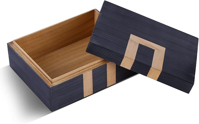 Handicrafts Home Large Decorative Storage Box with Lid– 10x8x4” Coffee Table Organizer, Keepsake- Decorative Boxes for Home Decor, Stylish Decorative Box for Office Decor- Midnight Arch - Black