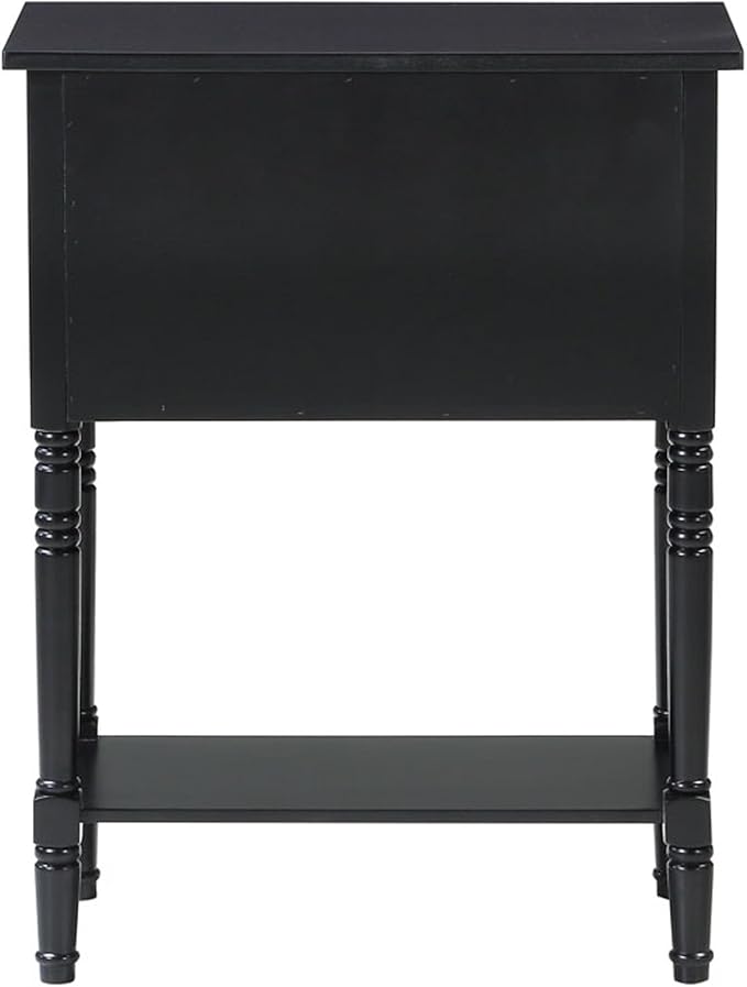 Convenience Concepts Kendra Entryway Hall Table 23.75" - 3 Storage Drawers, Traditional Console with Shelf for Decor, Office & Hallway Organizer, No Tools Assembly, Solid Wood Legs, Black