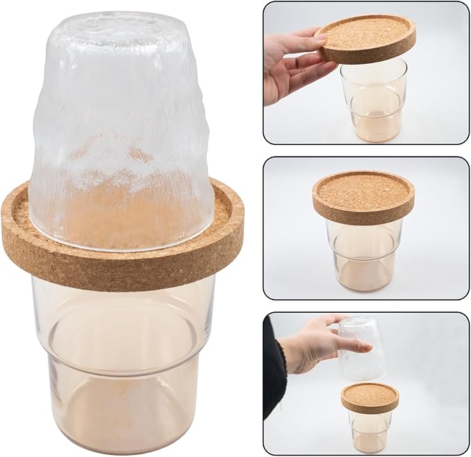 8 Pack Coffee Mug Stackers for 3.9'' Mugs, Cup Storage Accessories Cork Stackable Gadget Space-Saving Coffee Cup Organizers for Home Kitchen, Cupboard, Pantry, Office Tea Room (Brown)