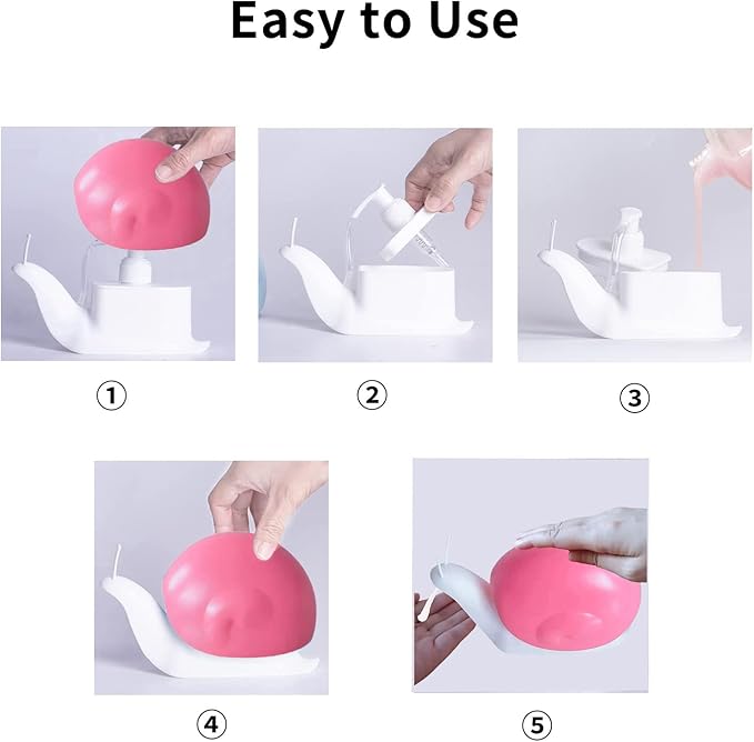 Hand Soap Dispenser 120ml Plastic Snail Soap Dispenser Kids Cute Pump Liquid Sanitizer Bottle Funny Cartoon Animal Countertop Dispenser for Bathroom Kitchen Office Toilet Hotel (Pink)