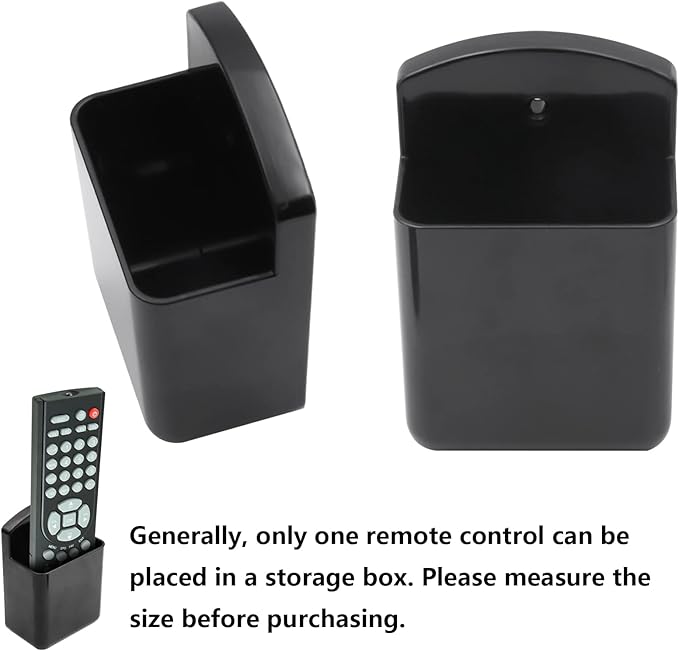 2 Pack Self Adhesive TV Air Conditioner Remote Control Holder Wall Mount Storage Box Organizer (Black)