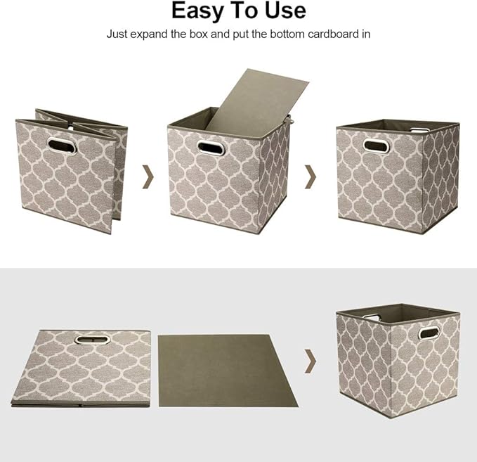 13x13x13 In Fabric Storage Cube Bins with Print Grid Pattern Foldable Clothes Storage Cubes Baskets Drawers Organizer Cubicle Storage Boxes for Organizing Closet Shelves ,QY-SC01-3