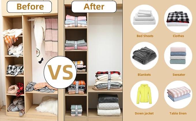 4Pcs Bed Sheet Organizer Bands Sheets Labels for Elastic Bedding Linen Closet Storage Foldable Sheet Set Organizer Sheet Keeper Band(Queen,King,Full,Twin)