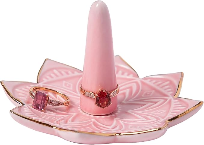 Ceramic Ring Holder for Jewelry,Pink Mandala Ring Dish Jewelry Dish Jewelry Holder,Room Decor,Engagement Wedding Birthday Gifts for Couples Women