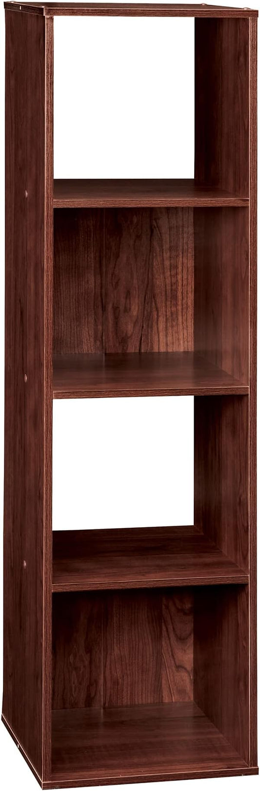 ClosetMaid Cubeicals 4 Cube Storage Shelf Organizer Bookshelf, Stackable, Vertical or Horizontal, Easy Assembly, Wood, Dark Cherry Finish