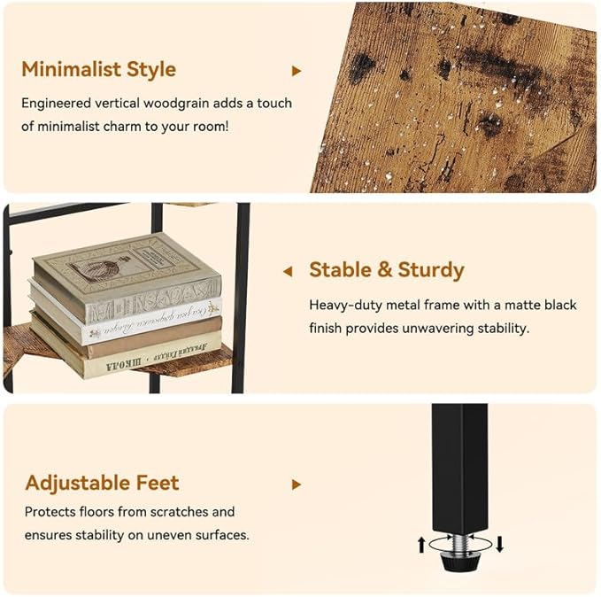 CADUKE Pedestal Sink Storage, 2 Pack Under Sink Organizer Shelf Bathroom Under Vanity Storage Shelf for Small Space, Bathroom Organizers Rack Stand 3 Tier Wooden Corner Shelves, Rustic Brown