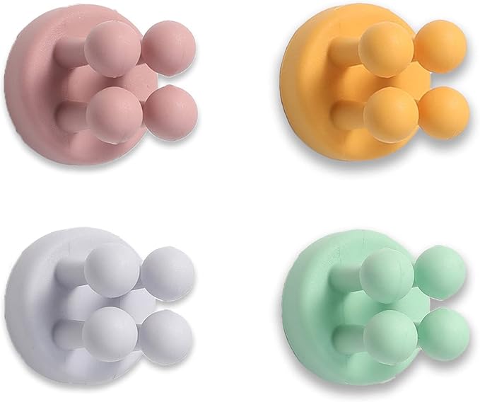 4 Pcs Silicone Waterproof Toothbrush Holders,Multi-Function Self Adhesive Hooks for Hanging Key Clothes Towel Cable for Kitchen Bathroom Home Office Mixed2