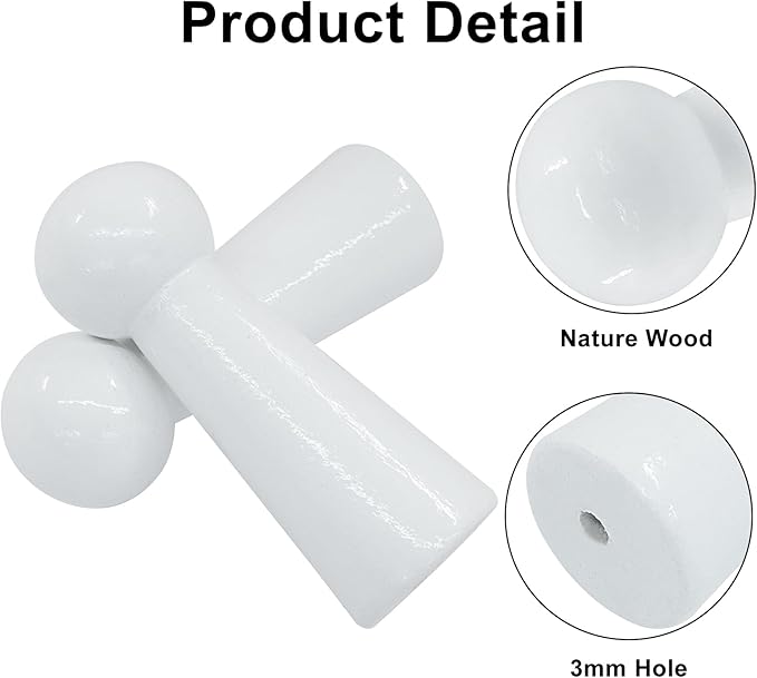 10Pcs Wooden Screw Hooks, Solid Wooden Wall Hooks Screw-On Coat Hooks, DIY Wood Coat Hooks for Hanging Jacket/Towel/Mug/Clothes Crafts(Style-2,White)