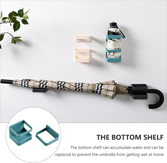 PRETYZOOM Wall Mounted Umbrella Stand with Drip Tray Creative Umbrella Shelf for Entryway Bathroom Kitchen Pp Material Organizer Rack
