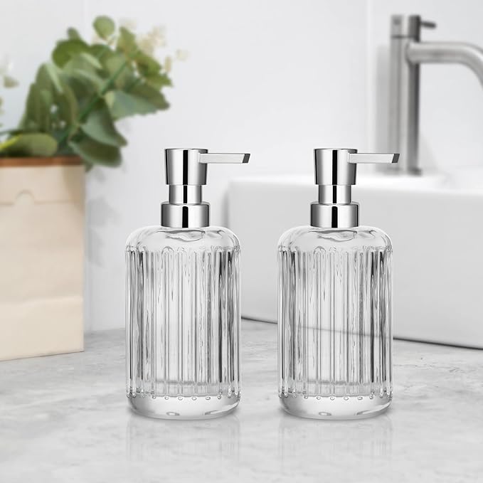 Soap Dispenser Pump Replacement Kitchen Bathroom Lotion Refill Dispenser Pump for Regular Mouth Bottle for Standard 28/400 Thread Size 2 Pack(Silver