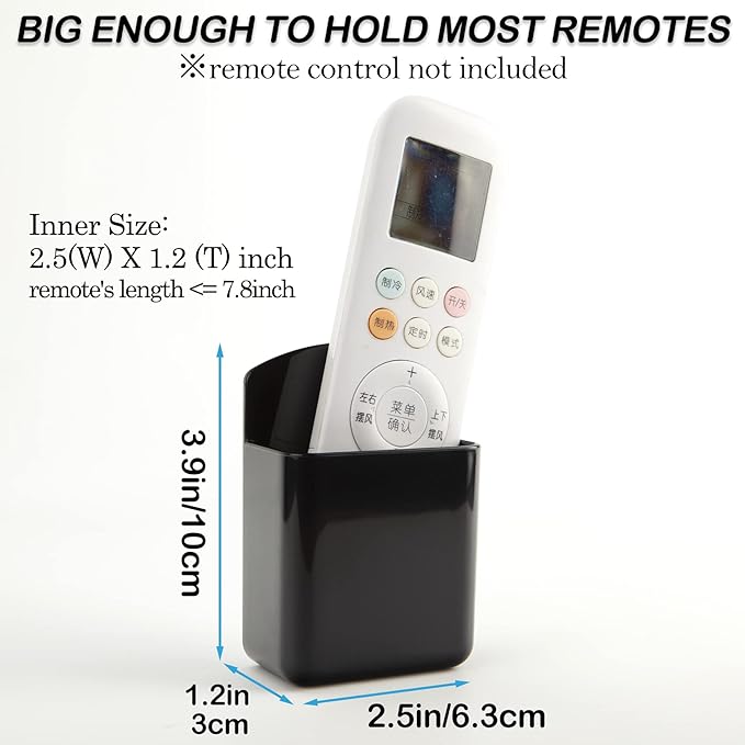 Remote Control Holder Wall Mount 6Pack, Hole-Free Storage Box for Tv Fan Light Air-Conditioner RV Table Small Adhesive Organizer for Bedroom Headboard Office Playroom Black