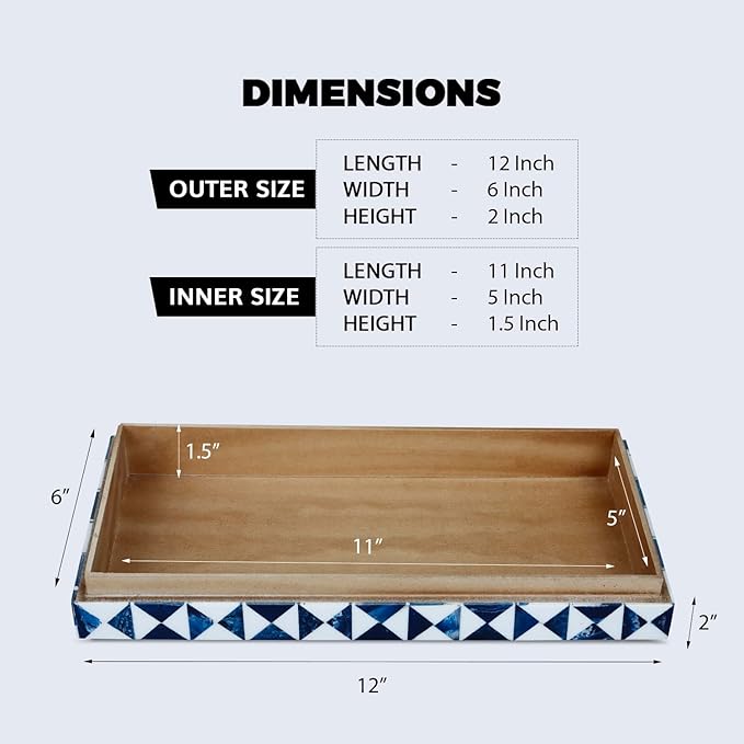 Handicrafts Home Decorative Remote Holder Box 10x2.5 – Slim Organizer Box with Lid for TV Remotes, Coffee Table Décor, Modern Shelf Box, Boho Home Décor Accent, Black and White Decorative Storage Box