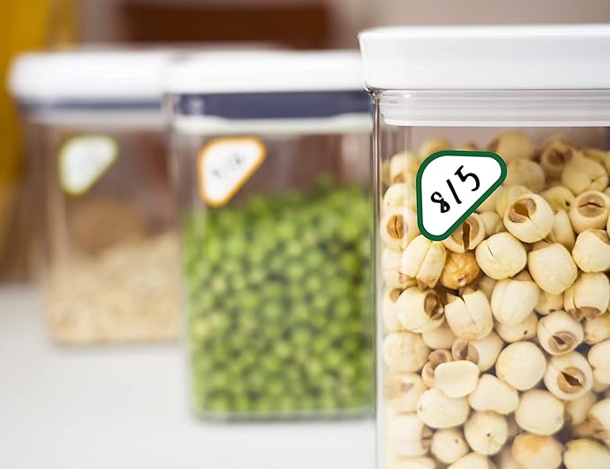 Removable Expiration Date Labels for Food Containers - Waterproof Storage for Deli, Pantry, Freezer, Refrigerator - Write On Kitchen Organization