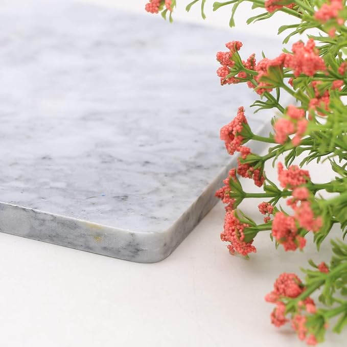 Rectangular Marble Vanity Tray for Counter, Bathroom, Dresser, Nightstand or Desk, 10-1/4" x 6-1/4"