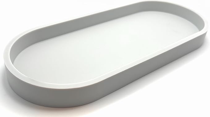 Happitasa Premium 12â x 5â Silicone Vanity Tray | Sink and Surface Organizer with Sturdy Non-Slip Base | Heat Safe, Dishwasher Safe (Light Grey)