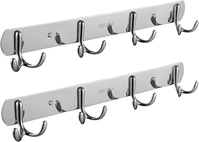 SOLVEX Coat Rack Wall Mount,2 Pack Coat Hooks Wall Mount, Hat Rack Key Holder Bag Hanger for Wall,Wall Hooks for Hanging,Purse Hanger Towel Hooks for Bathroom SP-60302