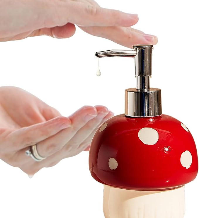 Mushroom Soap Dispenser, Kitchen and Bathroom Decor, Cottage core Decor