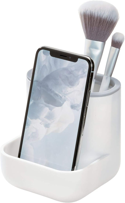 iDesign Cade Center for Bathroom Countertops, Desks, Vanities-White and Gray